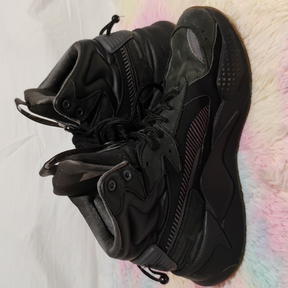 Puma RS-X Hi Top Militia Black Asphalt Grey Running Sneakers Sz.6C (X-107 CRATE) - Picture 11 of 14